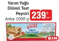 ANKA YARIM YAĞLI DİLİMLİ TOST PEYNİRİ 1000 G